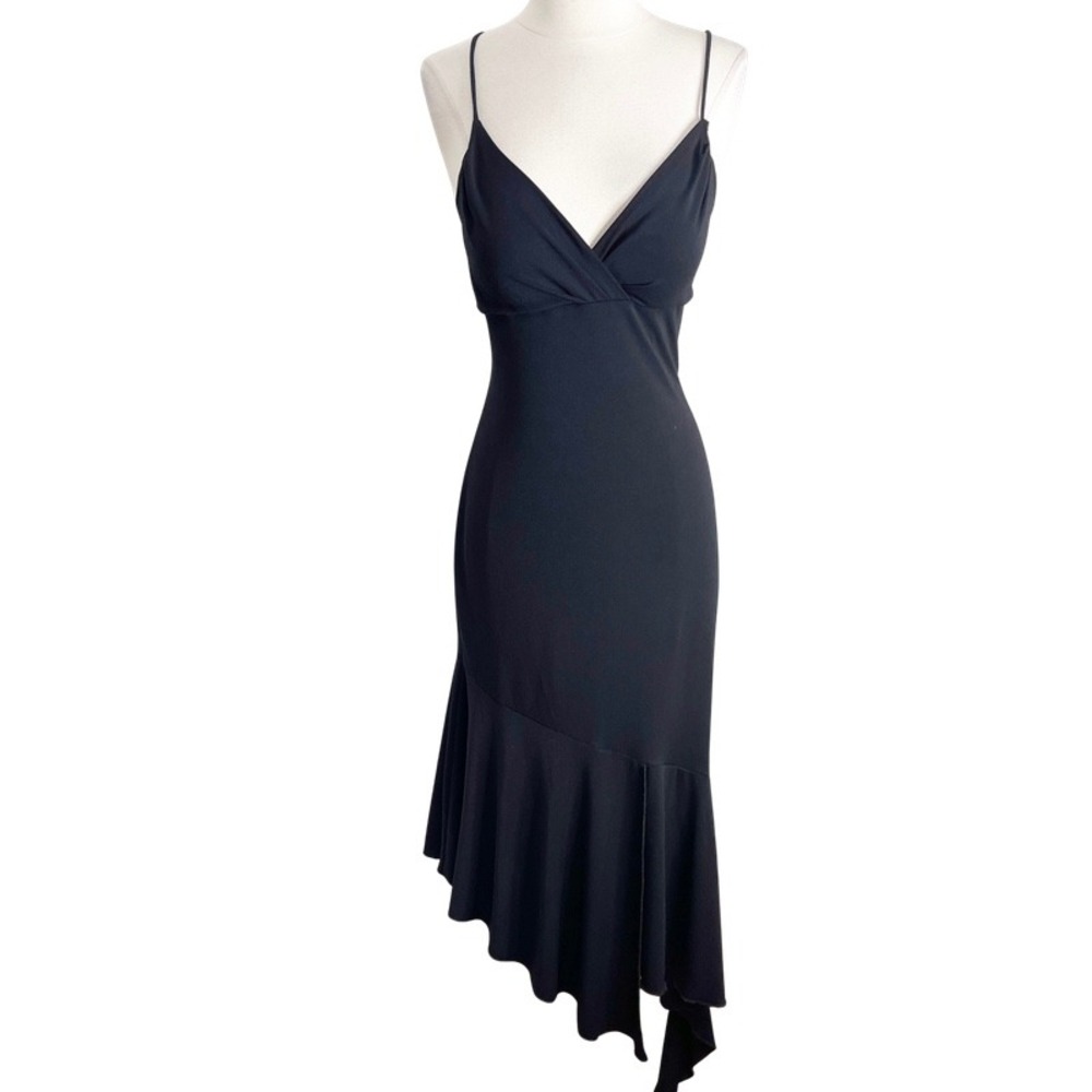 Y2K Fairy Grail Epilogue Black Lace Up Back Ruffle Midi Dress Medium